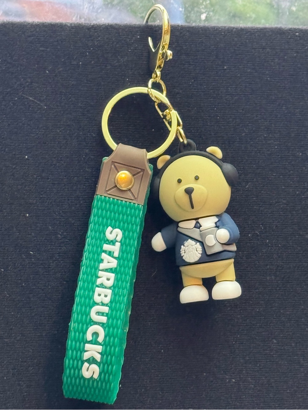 NWOT Blue Barista Bear Keychain with Green Logo Strap - Picture 7 of 11